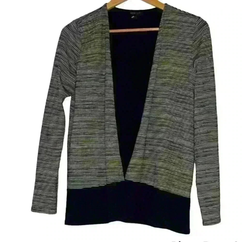 J. Jill wearever striped jersey open drape sweater xs black hem